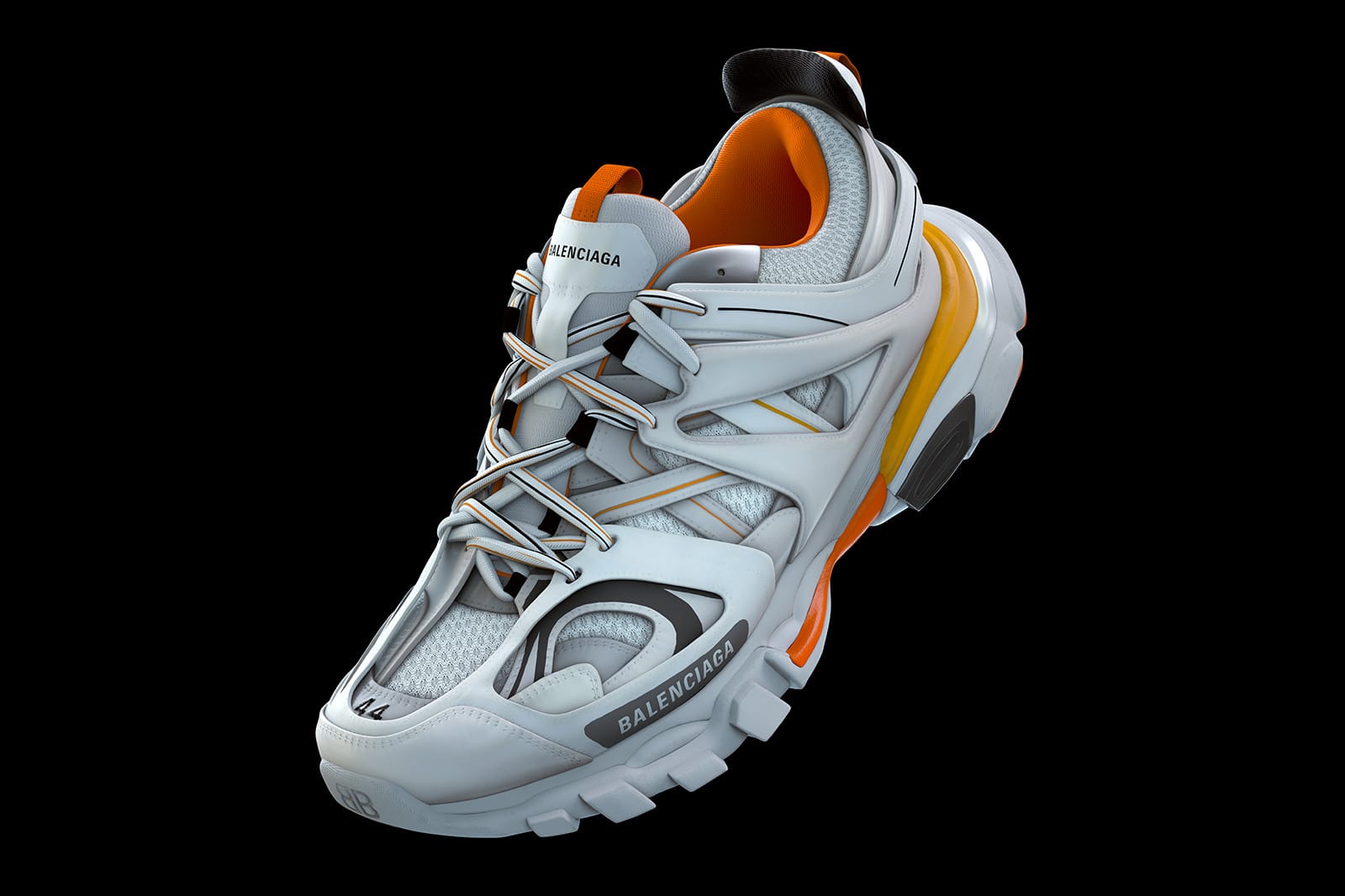 White Track Nylon Mesh and Rubber Sneakers Balenciaga